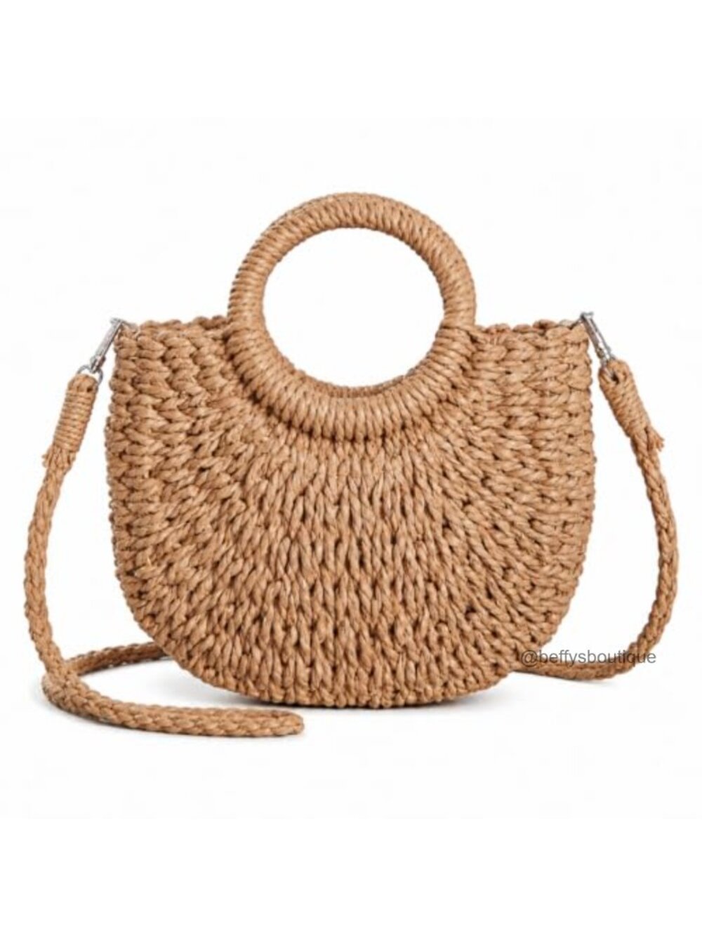 Straw Crossbody Bag Handwoven Boho Beach Purse for Women
